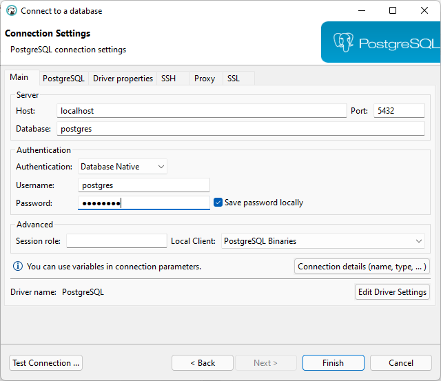 connecting to posgres db